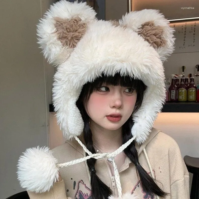 Berets Bear Hat Winter Headgear For Outdoors Furry Smart-looking Cartoon
