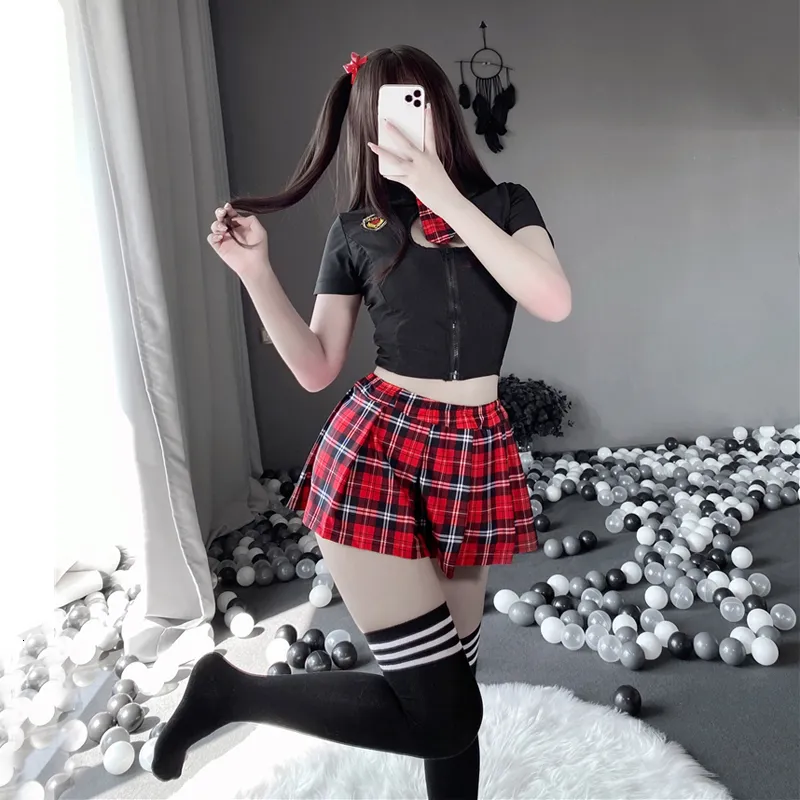 Japanese Schoolgirl Cosplay Uniform With Tartan Patchwork, JK Embroidery,  Pleated Figure, Plaid Skirt, And Women Thigh High Socks Sexy Role Playing  Costume 230411 From Yujia07, $12.64