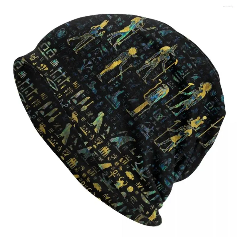 Egyptian Hieroglyphs Beret Stradivarius Warm Skullies Beanies For Men