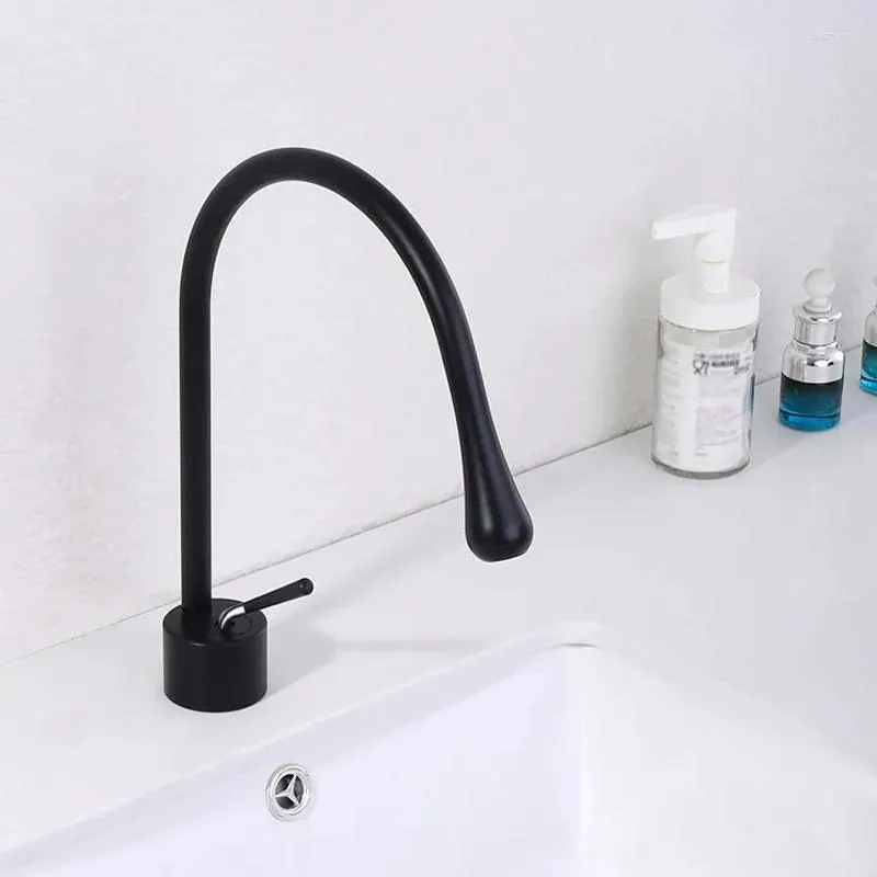 Mutfak Muslukları Mat Siyah Tek Terozlu Bir Banyo Banyo Musosu Döner Lavabo Mikser Muslukları
