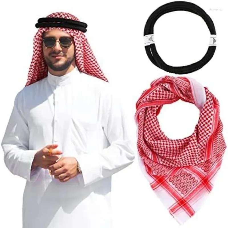 Halsdukar keffiyeh med aqel rep arabiska män pannband turban man huvud wrap mellanöstern halsduk 3 färger