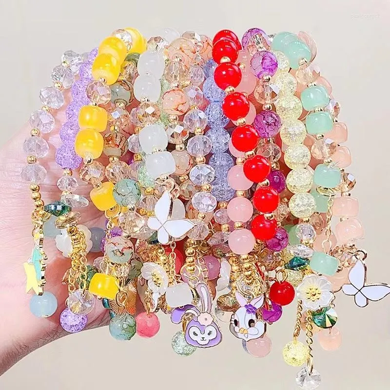 Strand Cute Cartoon Bracelets For Women Girls Korea Animal Flower Charms Handmade Beads Children Kids Jewelry Gift