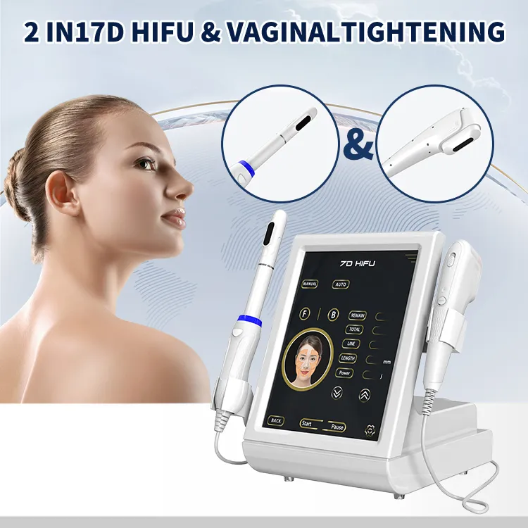 2 в 1 7D Hifu Vaginal Machine Многофункциональное косметическое оборудование Высокоинтенсивное ультразвуковое ультразвуковое ультразвуковое влагалище.
