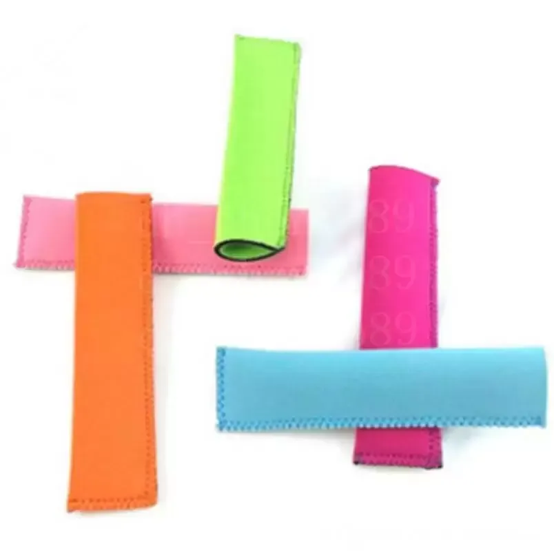 New Wholesale Popsicle Holders Pop Ice Sleeves Freezer Pop Holders 15x4.2cm for Kids Summer Kitchen Tools 10 colo 0412