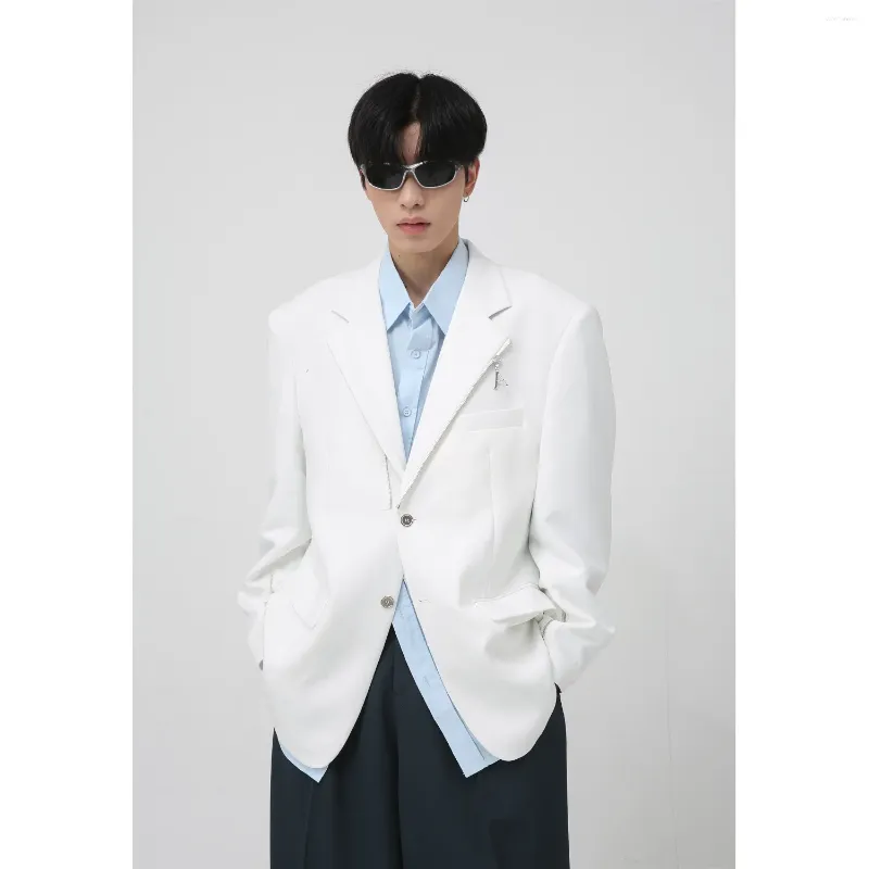 Costumes pour hommes Costume coréen décontracté Veste de banlieue d'affaires légère Blazer de boutique noir et blanc