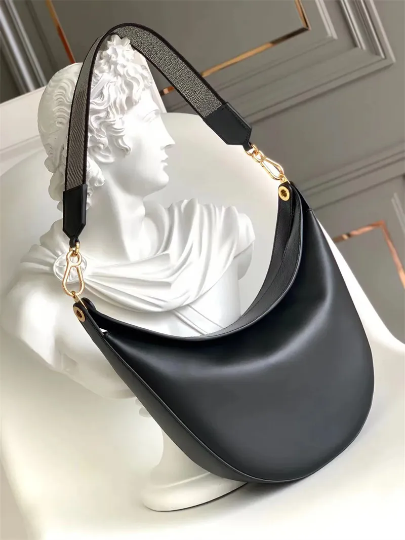 Top Tier Quality10a Designer Luna Sacs Classique Femmes Cowhide Hobo Sacs à main Grand 34cm Sac à main Embrayage Véritable Cuir Bandoulière Bandoulière Noir Sac Portefeuille avec boîte