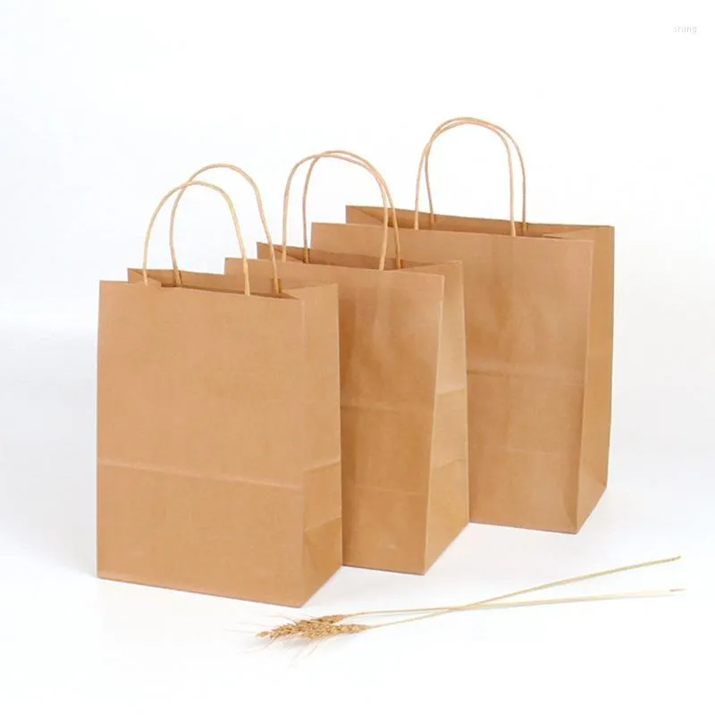 Shopping Bags 1pc Portable Environmental Protection Kraft Paper Bag Fold Recycle Gift To-go Takeaway Packaging