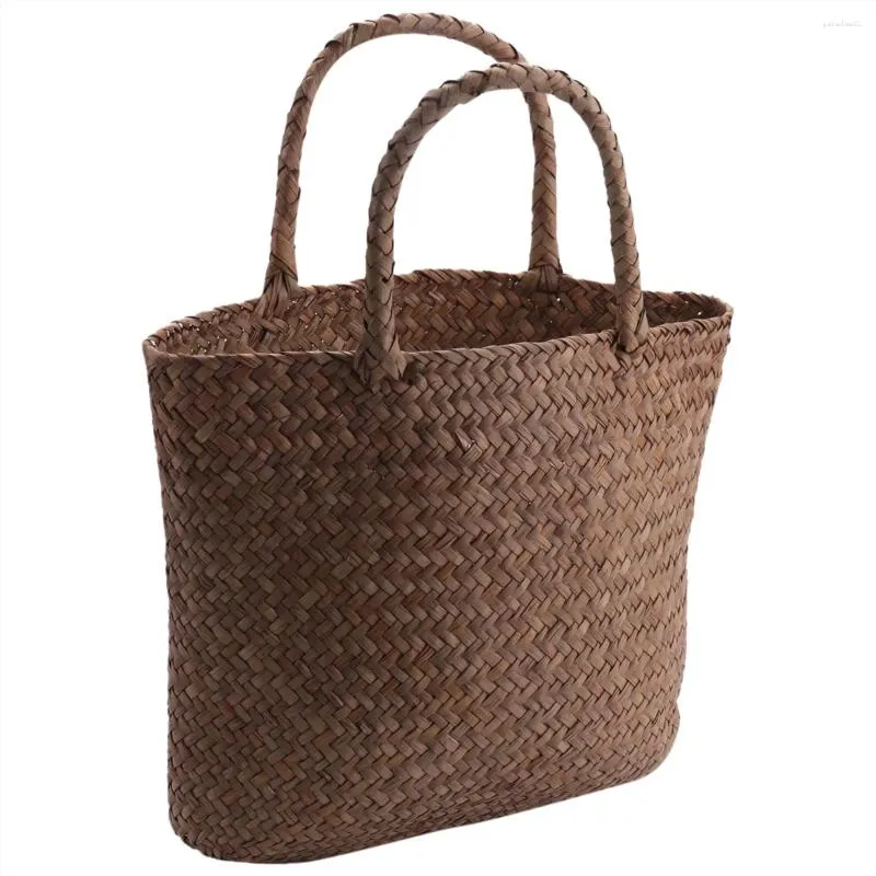Akşam çantaları gündelik saman çantası doğal hasır tote kadınlar bahçe el yapımı mini dokuma rattan için örgülü el çantası