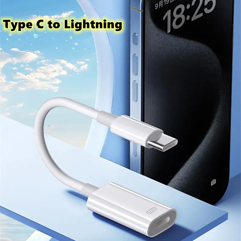 USB C Type C إلى Lightning iPhone Adapter Jack 9V 3A يدعم موصل كبل الشحن السريع لـ Apple iPhone 15 Pro Max iPad Pro Huawei مع صندوق البيع بالتجزئة