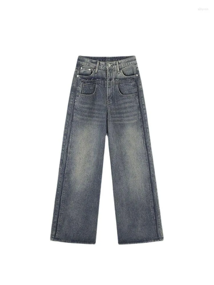 Kvinnors jeans vintage lapptäcke damer baggy hög midja byxor mujer överdimensionerad casual mode pojkvän bred ben byxor för kvinnor