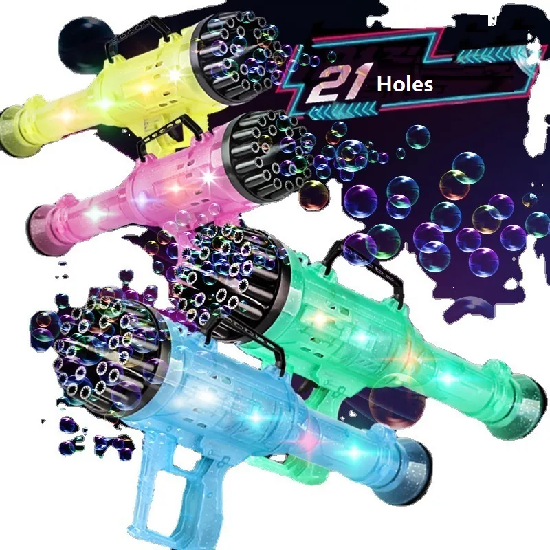 21 36 buracos gatling sabonete bubble máquina brinquedo pistol de água lançador de foguetes de foguetes de soprador automático para crianças festas de casamento de aniversário