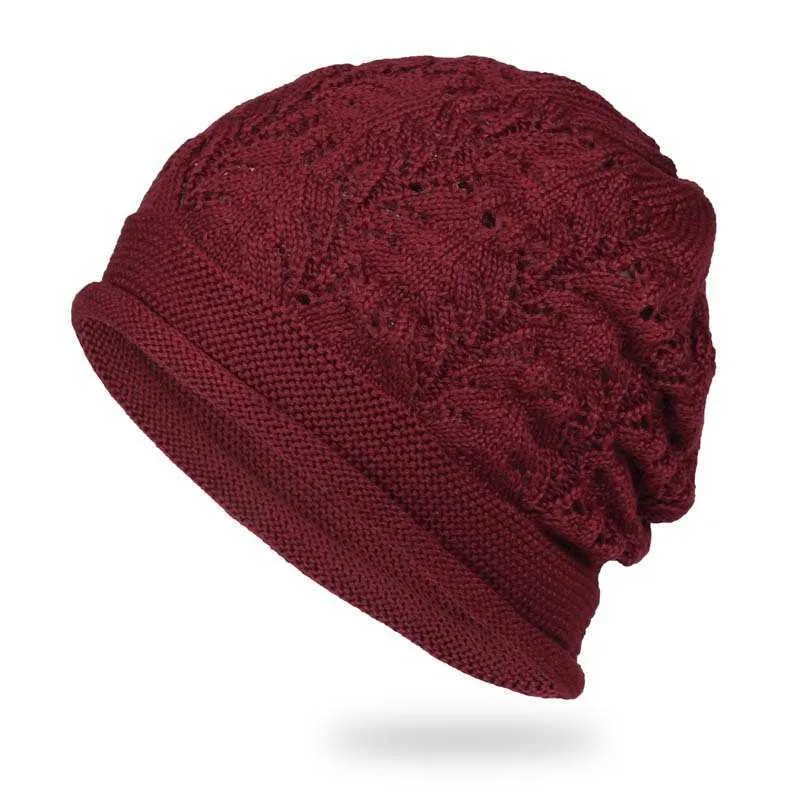 HBP Autumn and Winter New Single-layer Knitted Mesh Wool Women's Warmth Pullover Simplified Headband Hat Cross Border Wholesale