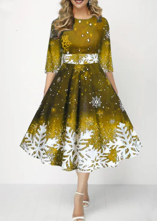Feste Green Christmas Sne Print A-Line Midi ss Feste Green Christmas Sne Print A-Line Midi ss
