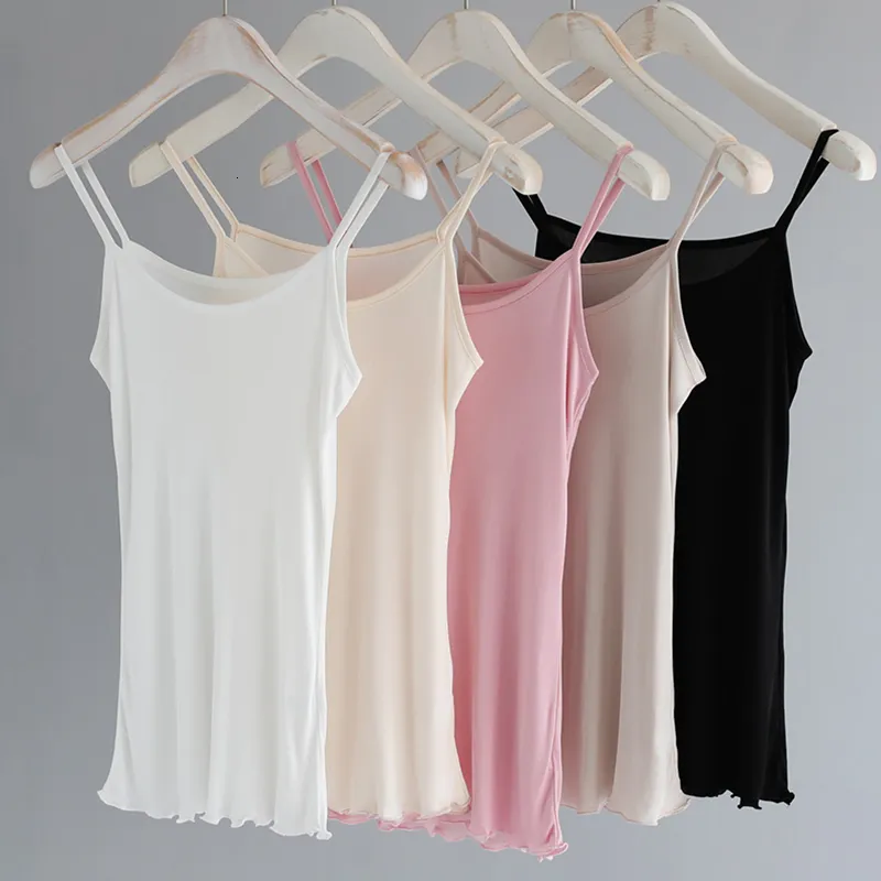 Camisoles Tanks 50% Pure Silk Women's Camis Sling Top Single Shoulder Strap Sexig Women's Underwear Women's Tank Top Summer 230412