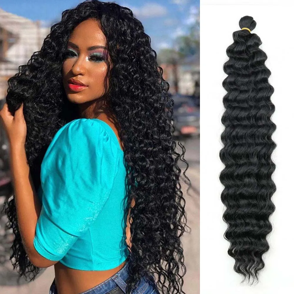 Cabelo de crochê de torção de 22 polegadas de profundidade As tranças sintéticas naturais ombre ombre de onda profunda que tranquiliza extensões de cabelo sintético