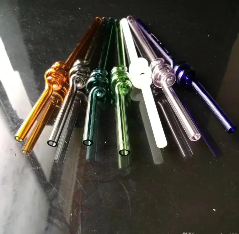 Pipa da fumo Mini bong in vetro Narghilè Colorato a forma di metallo Paglia dritta a spirale colorata