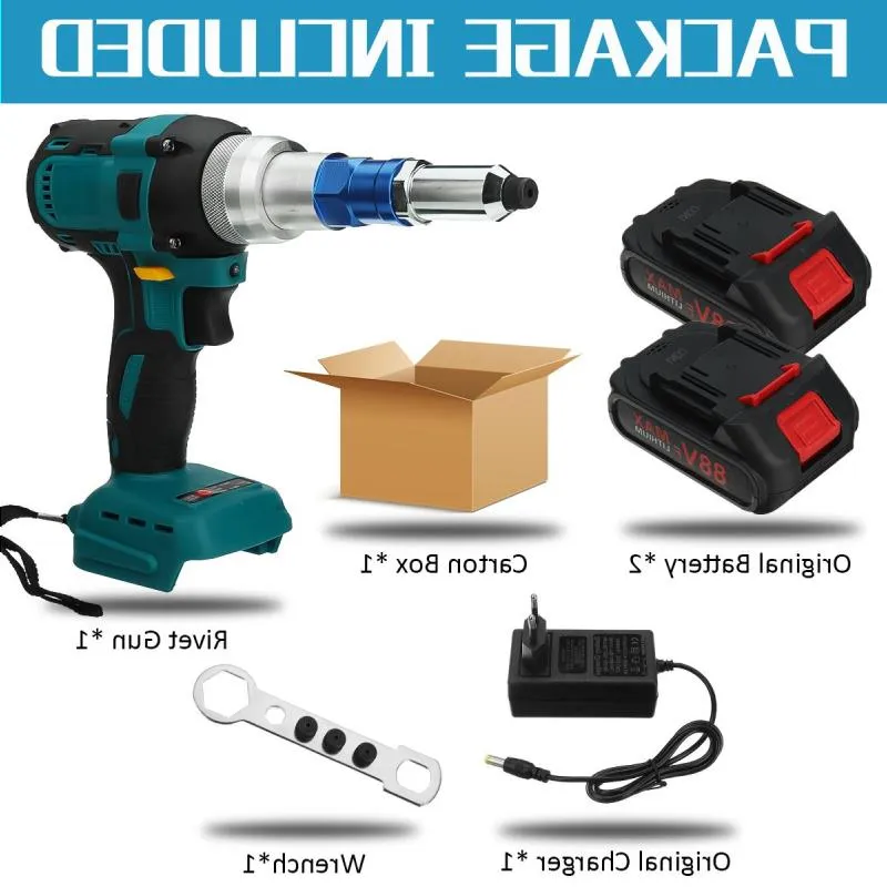 88vf Brushess Electric Common Tools Sladless Rivet Nut Gun Drill Insert Automatic Hiteting Tool 18V Batteri 24 ~ 50mm UJGBN