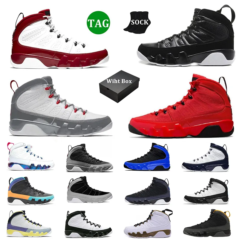 Jumpman 9 män basketskor 9s Fire Red Gym Chile Light Olive Concord Particle Grey University Blue Gold Bred Patent Mens Trainers Outdoor Sports Sneakers