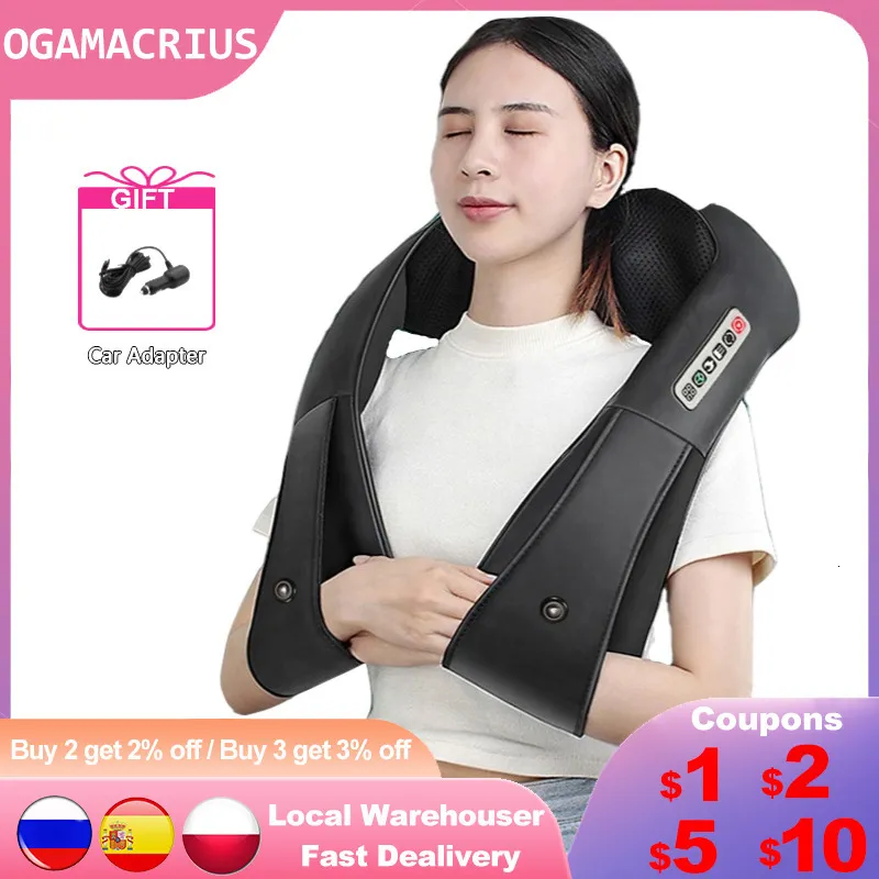 Massage oreiller du cou ogamacrius roller massage thermique massage électrique et épaule massagem multifonction u forme de masseur électrique 230412