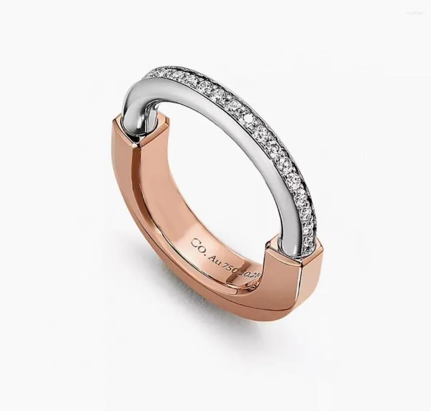 Clusterringen Sljely 2023 Fashion 925 Sterling Silver Bypass Line Diamonds Design Finger Ring Women Party Sieraden Topkwaliteit