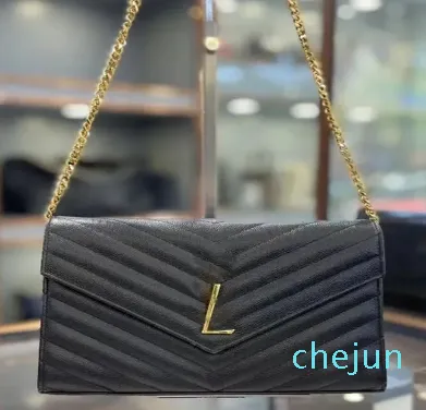 Smooth Leather Fashion Classic Wallet Women's Travel Handväskor Multi-färgalternativ Brand Metal Sign Axel Clutch Påsar