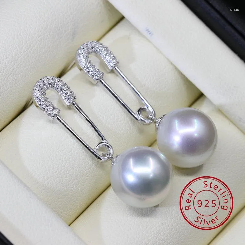 Bengelen oorbellen 925 Sterling zilver 8mm parel kubieke zirkoon papieren clip voor meisjes tieners dames fijne sieraden cadeau bruiloft vriend