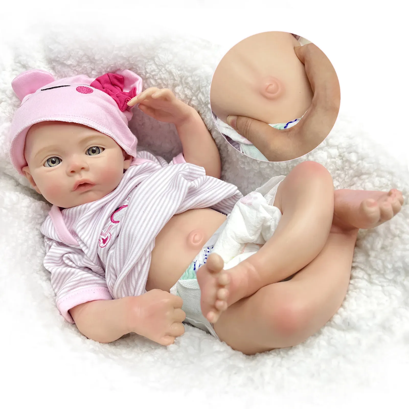 Dolls 45 cm Girl Meadow Målad med målade Bebe Reborn de Silicone Full Body Silicone Reborn Doll Kit Corpo de Silicone Inteiro 231110