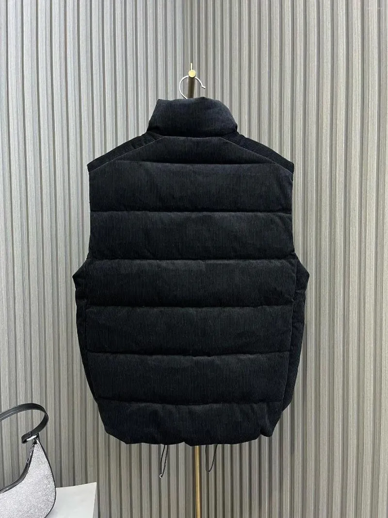 Women's Trench Coats Winter Corduroy Tank Top Coat Zipper Stand Neck Drawstring Waist Wrap Casual Cotton Vest Jacket 159977