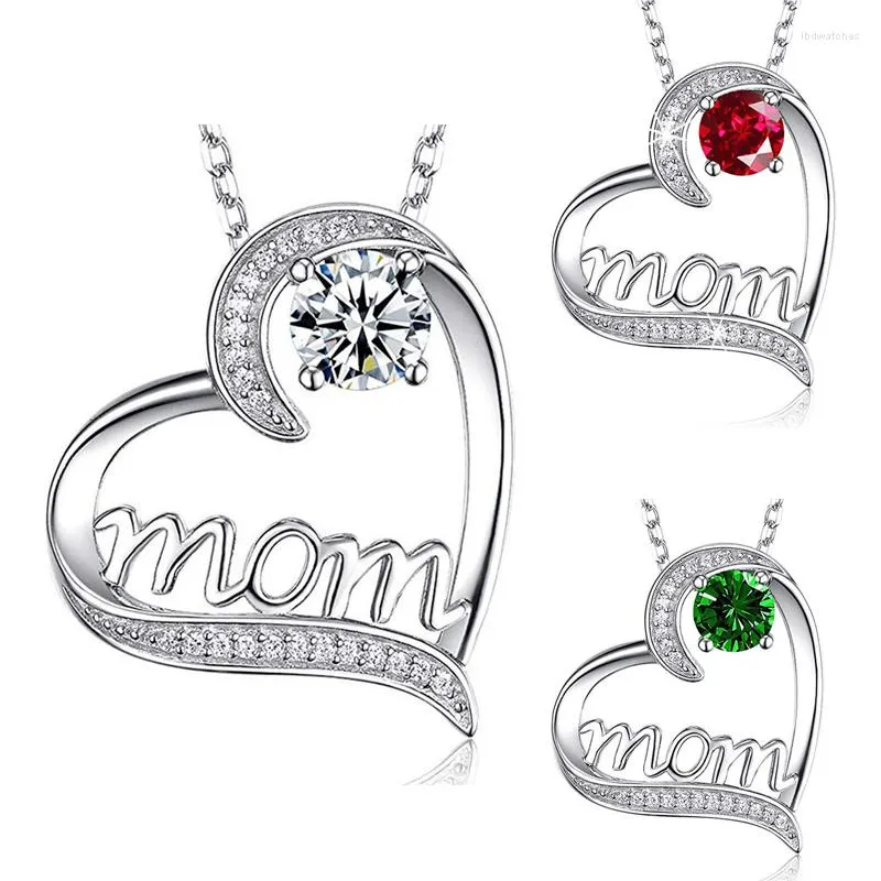 Anhänger Halsketten Herz Mama Halskette für Frauen mit 3 Farben Kristall Choker Schmuck O Kette Grace Muttertagsgeschenke