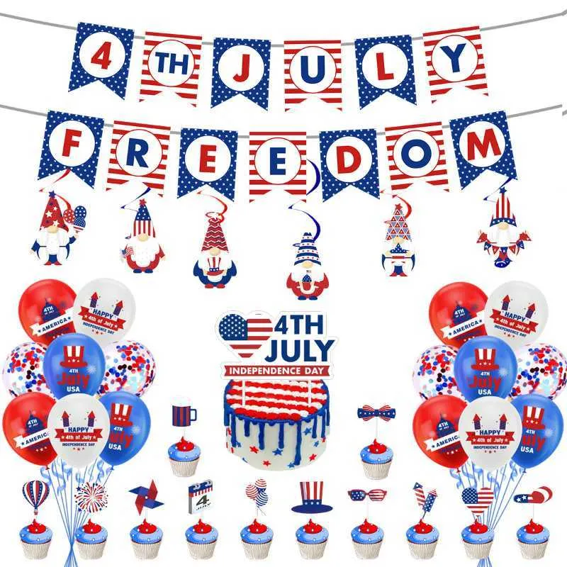 Nowości Elementy American Independence Day Party dostarcza patriotyczne dekoracje Zestaw lateksowy konfetti balon 4 lipca wakacje