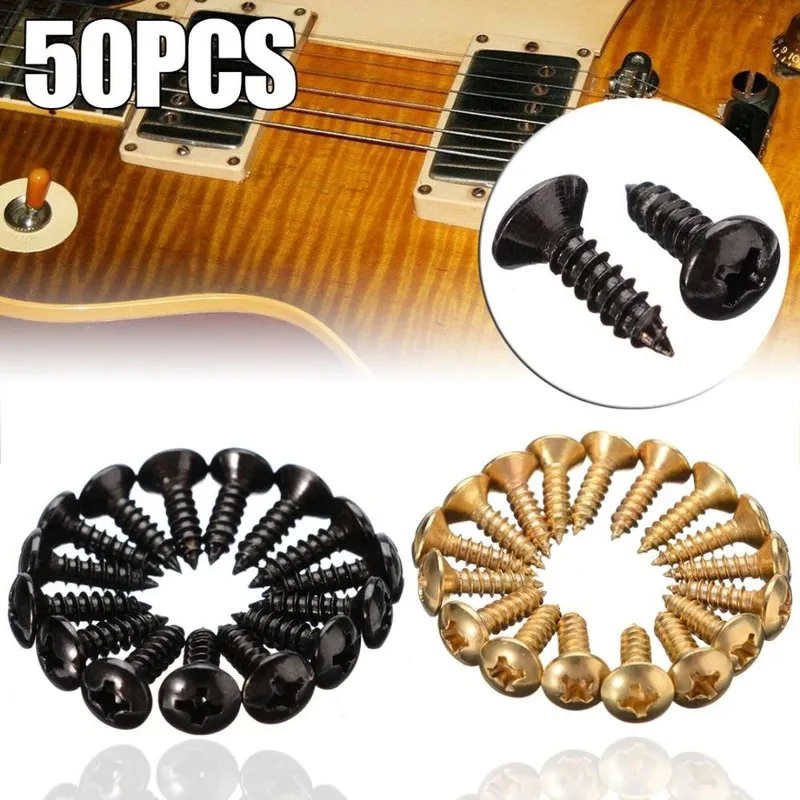 50 PCS 3*12mm Bas Gitar Pickguard Vidaları Boşluk Kapak Jack Kapak Plakası Vidası ST TL Elektro Gitar Aksesuarları