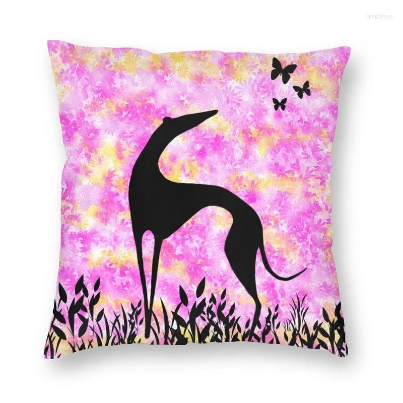 Poduszka Oryginalna Greyhound Art Sightthound Silhouette Square Cover Decor Home Decor Whippet Dog S Throw 40 cm na samochód