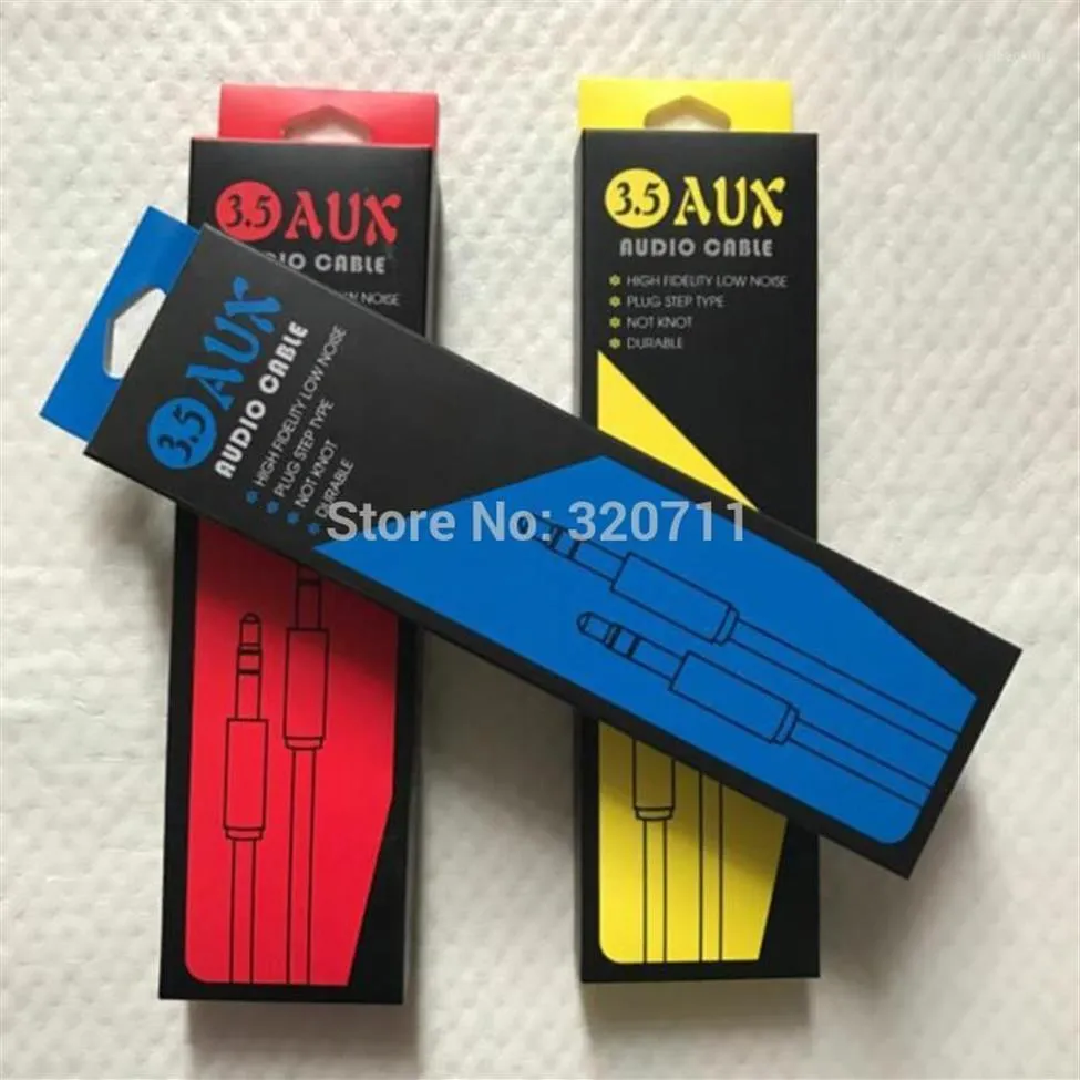 Emballage cadeau Boîte de détail de papier vide universelle pour câble audio tressé de 1, 5 m ou 3 m mâle à nylon AUX Car Package Box12837