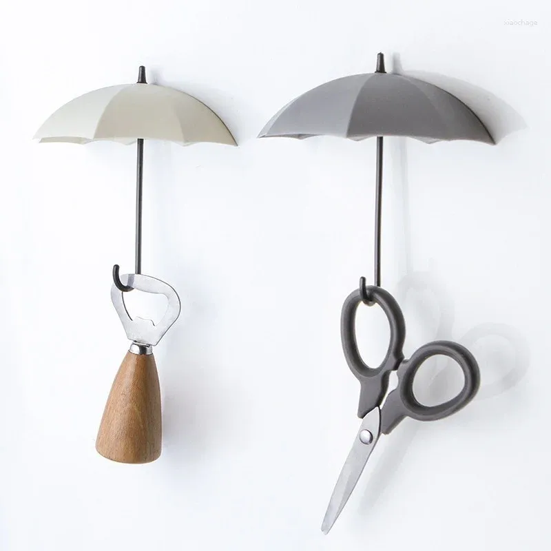 Hooks 3pcs/lot Random Color Umbrella Shaped Key Hanger Non-stick Hook Wall Holder Rack Decorative Fo