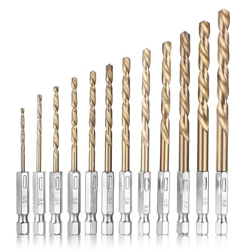 Freeshipping Drill Bit (13Pcs/lot) Drill Bit Set Tools Screw Extractor Woodworking Tools Power Twist Drill Bits Tool Six Angle Screw Me Mktm