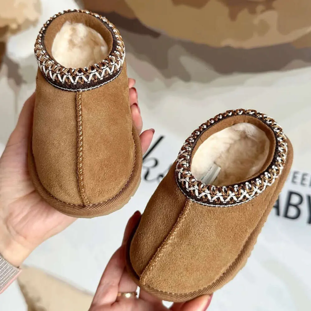 Crianças Criança Tasman Chinelos Tazz Botas de Bebê Pele de Castanha Slides Pele de Carneiro Shearling Clássico Ultra Mini Bota Inverno Mostarda Semente Mules Slip-on Lã Little Big 918ESS