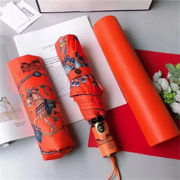 Summer Watercolor Horse FULLT-AUTOMATISK RAIN Paraply Outdoor Foldble Sun Paraply For Women Mentes Eight Strands Paraply GC2028