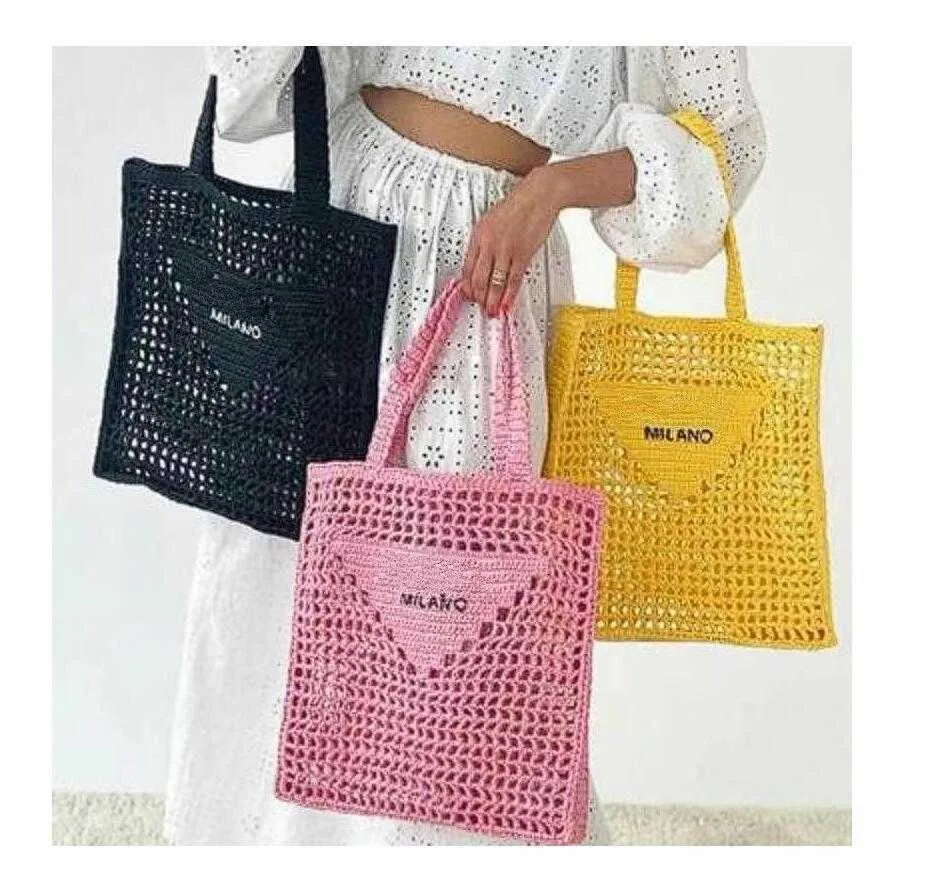 Axelväska Stil väska Strå Summer Kvinnor Mens Weave Beach Påsar ihålig handväska Koppling Tote Crossbody Travel Fashion