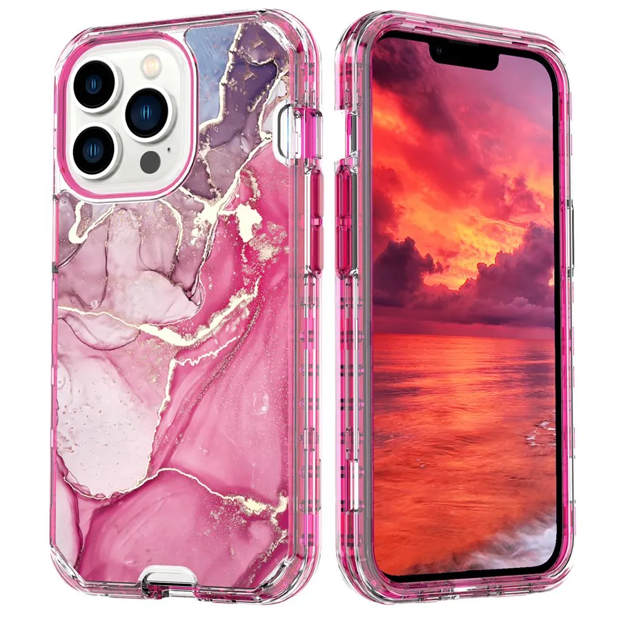 Marble Pattern 3 In 1 Slim Fit Marble Phone Case Full Body Protection For IPhone 13 Pro/13/6.1