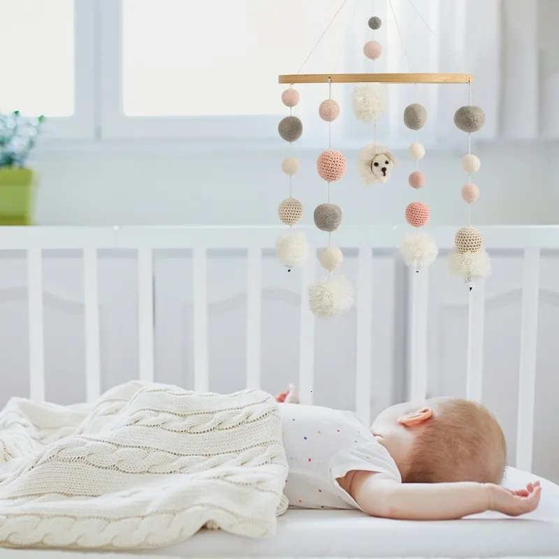 Ratels Mobiles houten schapenbedbel voor borns bracket mobiel hangende speelgoed baby rammelaar in kamer montage 230411