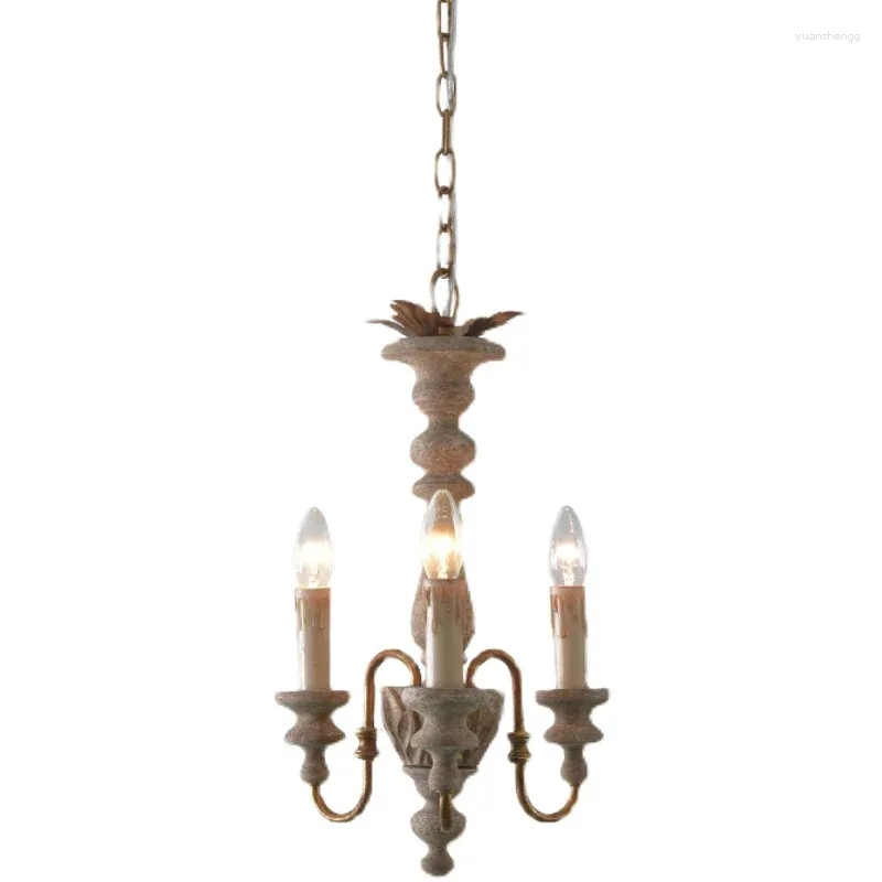 Ljuskronor Creative American Country French Style Solid Wood Retro Lamp vardagsrum mat sovrumskorridor B Chandelier