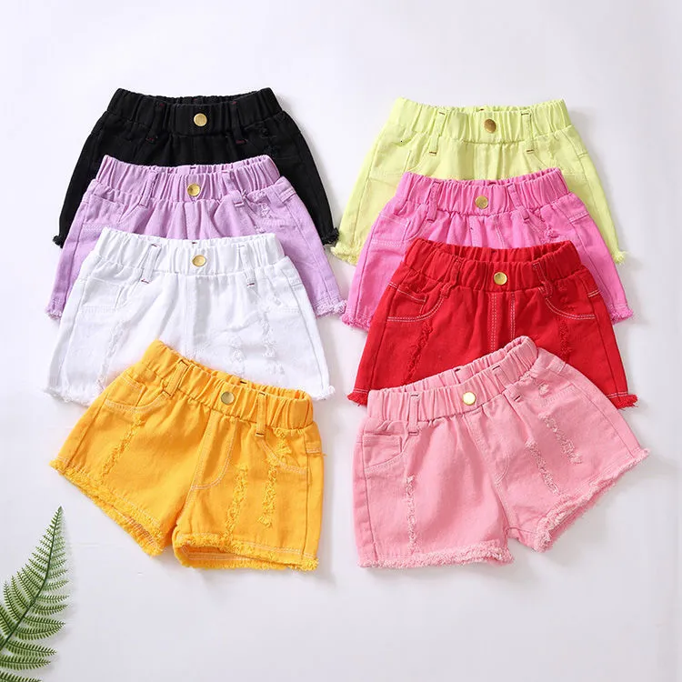 Shorts Girls Summer Slim Pants For Girl Children Casual Trousers Hole Kids Candy Color Teenager Clothing 230412