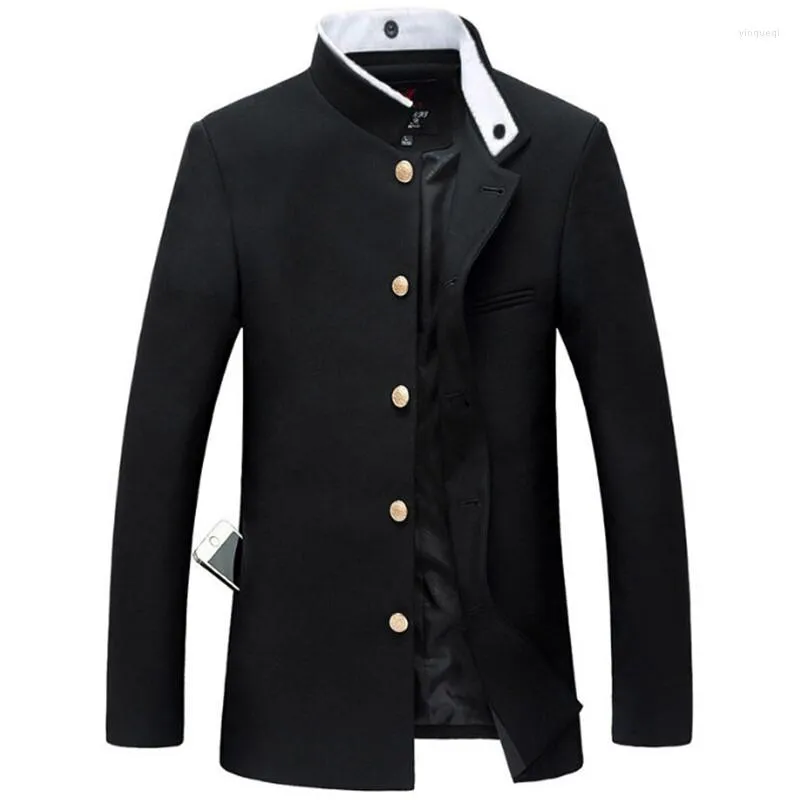 Ternos masculinos NE 2023 Men Men Black Slim Tunic Jacket Single Blazer Blazer Japanese School Uniform College Casal