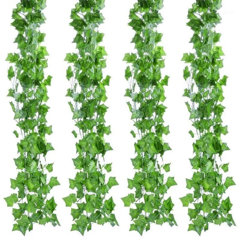 12 pièces 2M lierre artificiel feuille verte guirlande plantes vigne faux feuillage décor à la maison en plastique rotin chaîne décoration murale artificielle Pant1260A