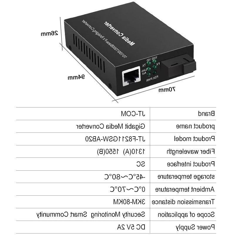 Gigabit Fiber Optical Media Converter 1000Mbps Single Mode Simplex