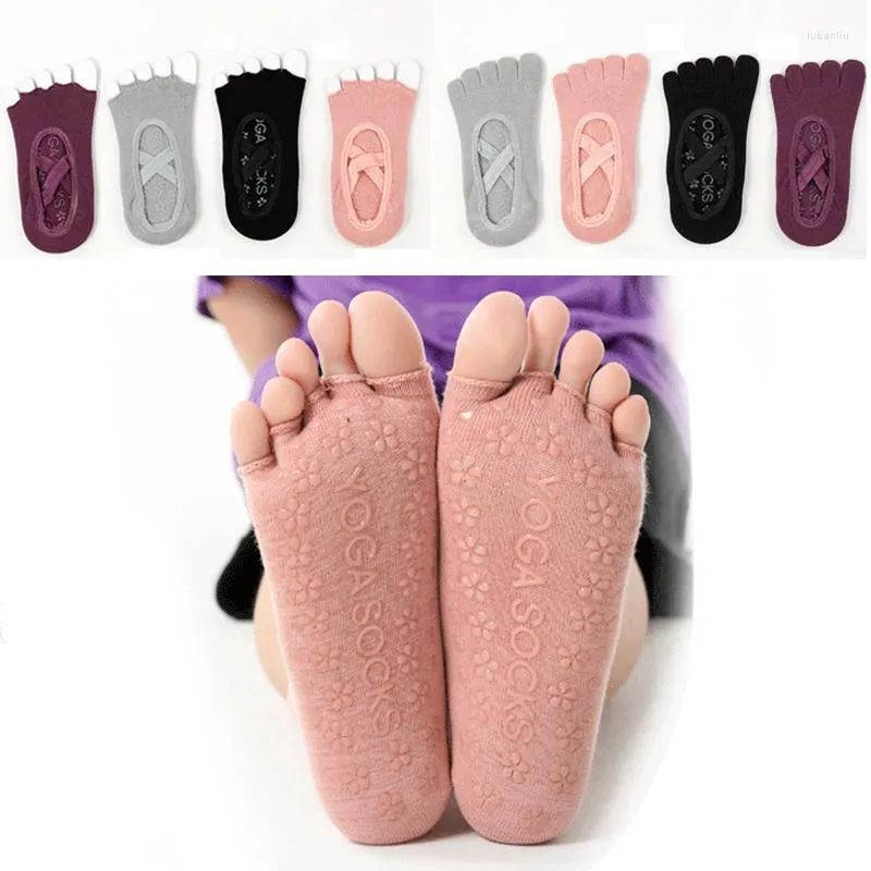 Sportsokken vijf teen yoga snel-droge open ademende anti-slip pilates sok vrouwen fitness Toeless Half for Ballet Dance