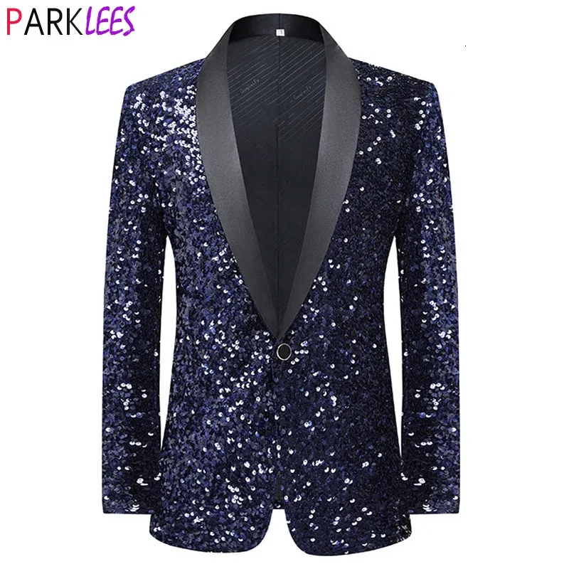 Blue sequin top tuxedo jacket