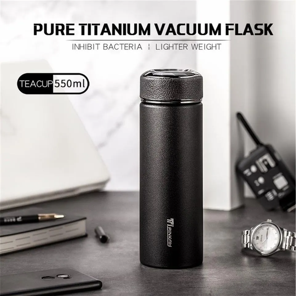 Pinkah Vacuum Insulated Water Bottle 550ml Double Wall Titanium Thermos Mug Outdoor Sports Travel Leak Proof Coffee Tea Cup 201204241r