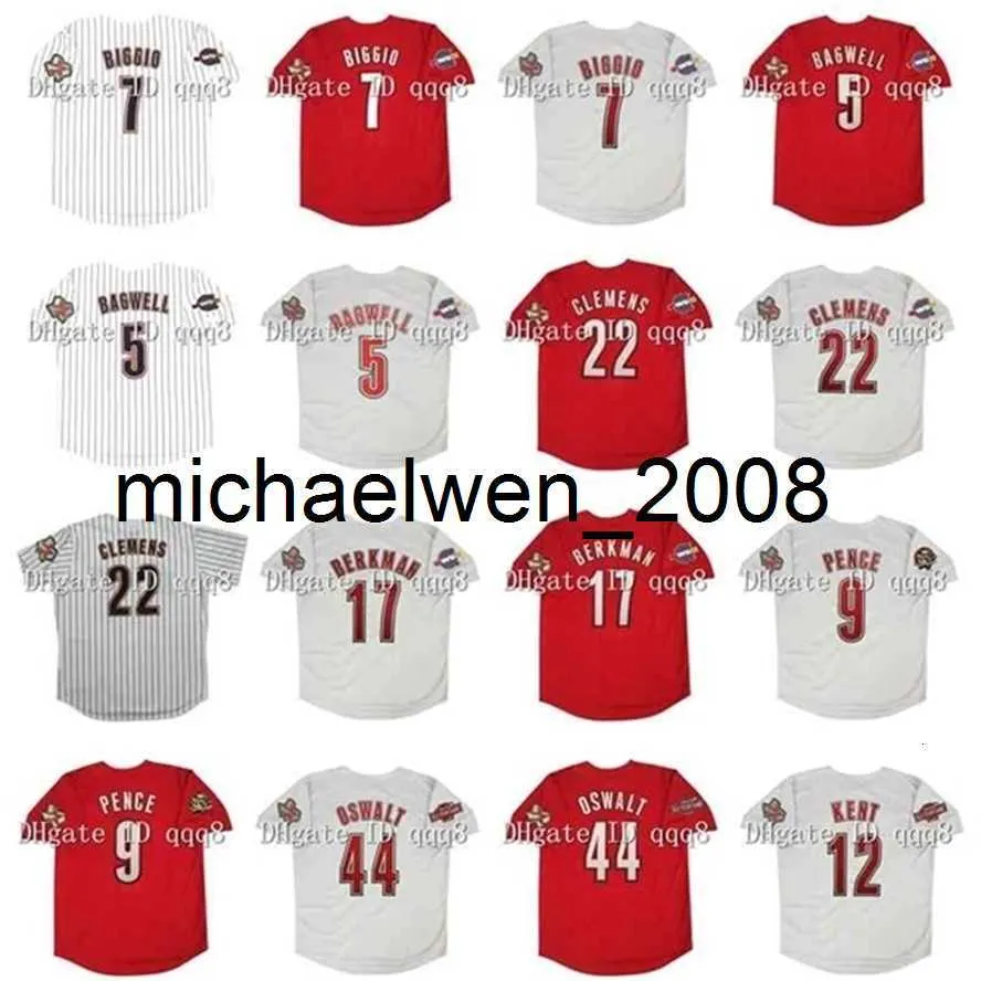 Vintage 2005 Jersey de béisbol 7 Craig Biggio 5 Jeff Bagwell 22 Roger Clemens 17 Lance Berkman 44 Roy Oswalt 9 Hunter Pence 12 Jeff