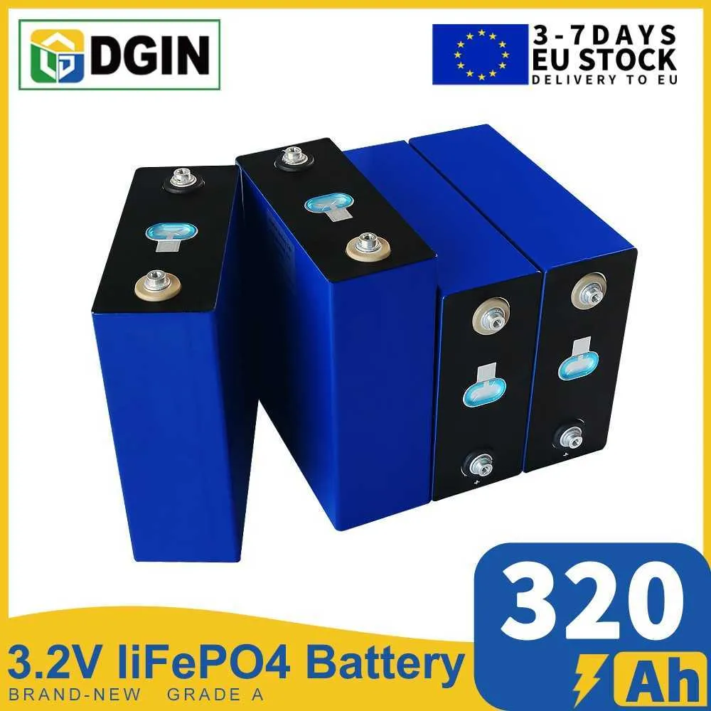 Grad A 3.2V 320AH LIFEPO4 Batteri Helt ny laddningsbar Batteri DIY RV EV Golf C -celler Packa Europe Warehouse Fast Delivery